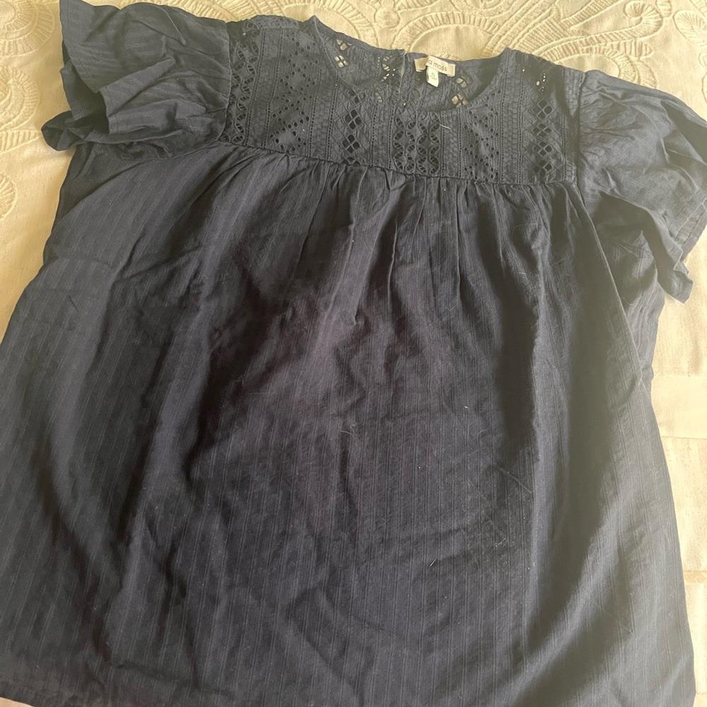 Navy blue open work shirt